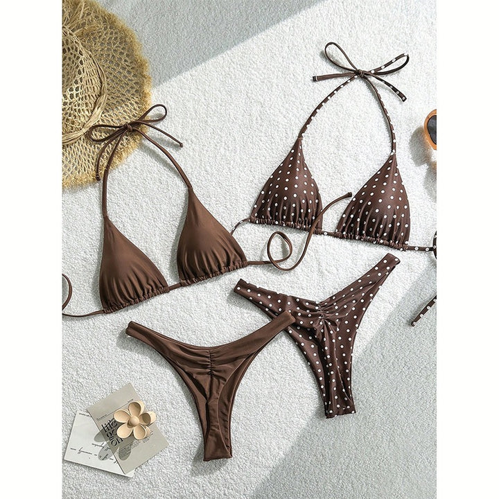 Dame Triangel-Bikini-sæt med raffinerede detaljer Skovae