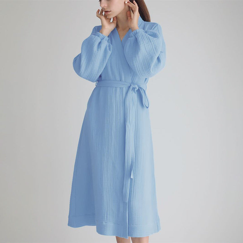 Dame Kimono-Robe med elegante lange ærmer og taljerbar bælte Stilla