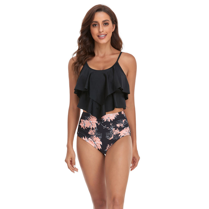 Dame Tankini med voluminøst ruffles top og højtaljede shorts Stilla