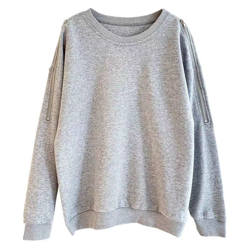 Kvindernes afslappede oversized pullover med åbne skuldre og moderne design