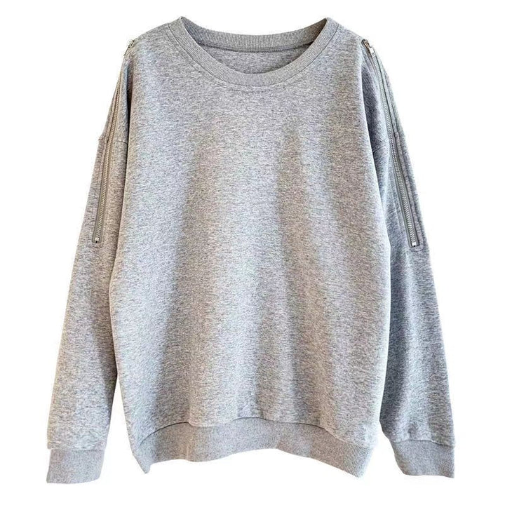 Kvindernes afslappede oversized pullover med åbne skuldre og moderne design