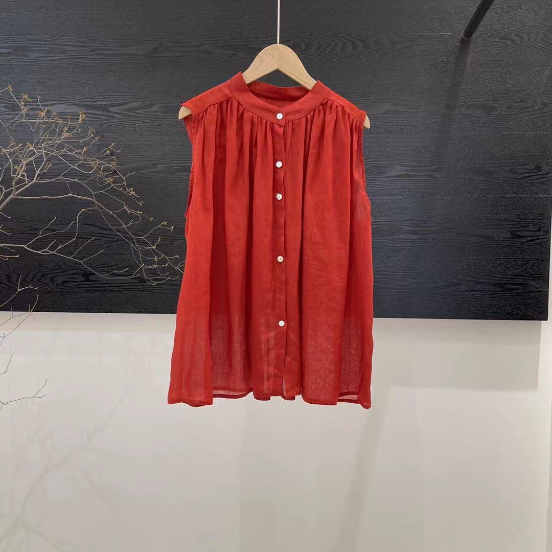 Femme Let Button-Up Bluse med Flydende Ærmer Stilla