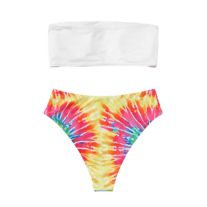 Dame bikini-sæt med trendy bandeau-top og høj talje-snit Skovae