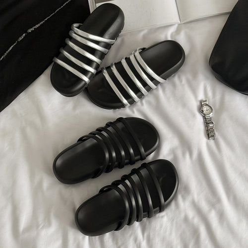 Femme Contemporary Slide Sandaler med flere stropper Stilla
