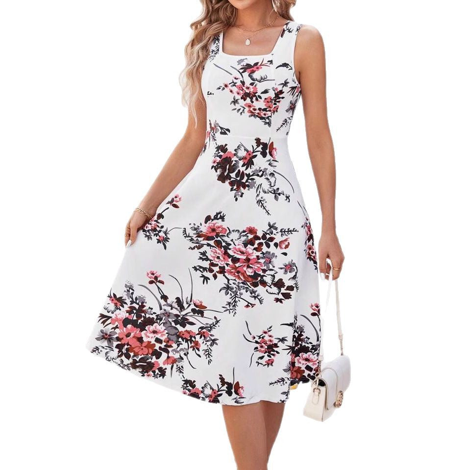 Dame Blomster Fit-and-Flare Midi Kjole Stilla