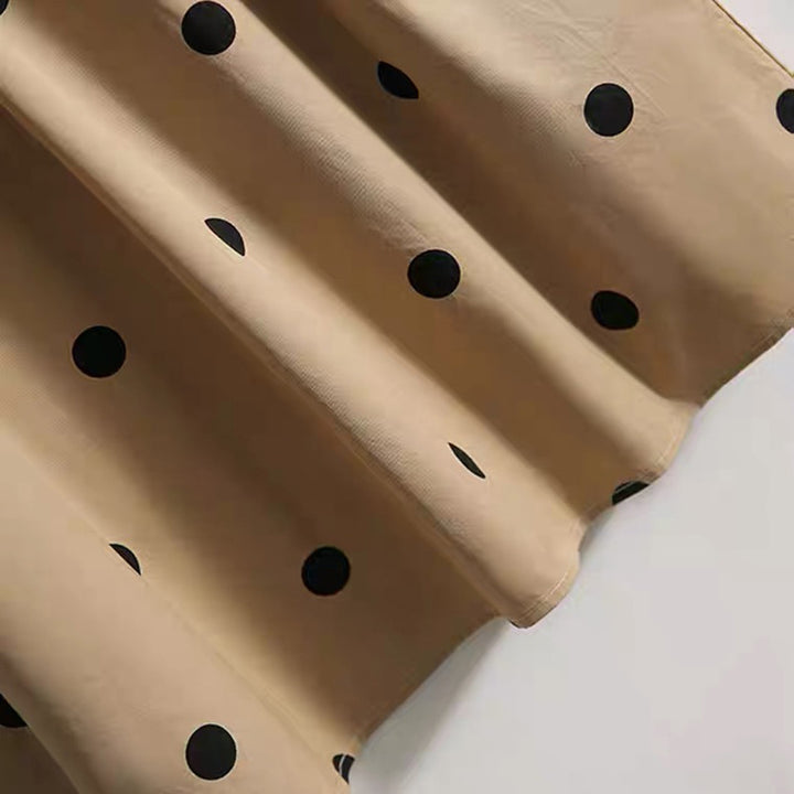 Dame skjortekjole med moderne polka-prikker design og taljerbar bælte Stilla