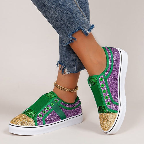 Dame Glitrende Sneakers med elastisk rem og skridsikker sål Stilla