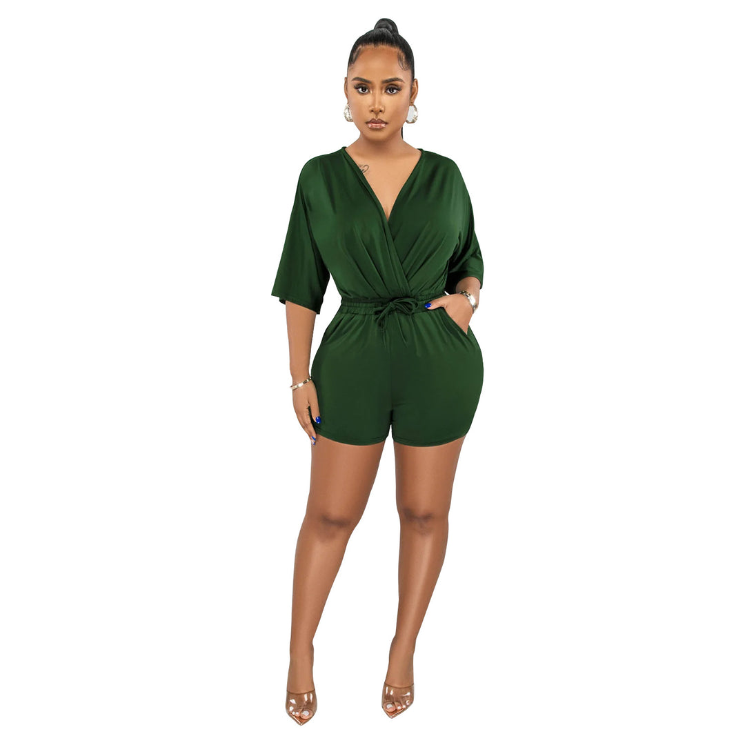 Dame Elegant Playsuit med indpaknings-look og afslappet ribkant Stilla