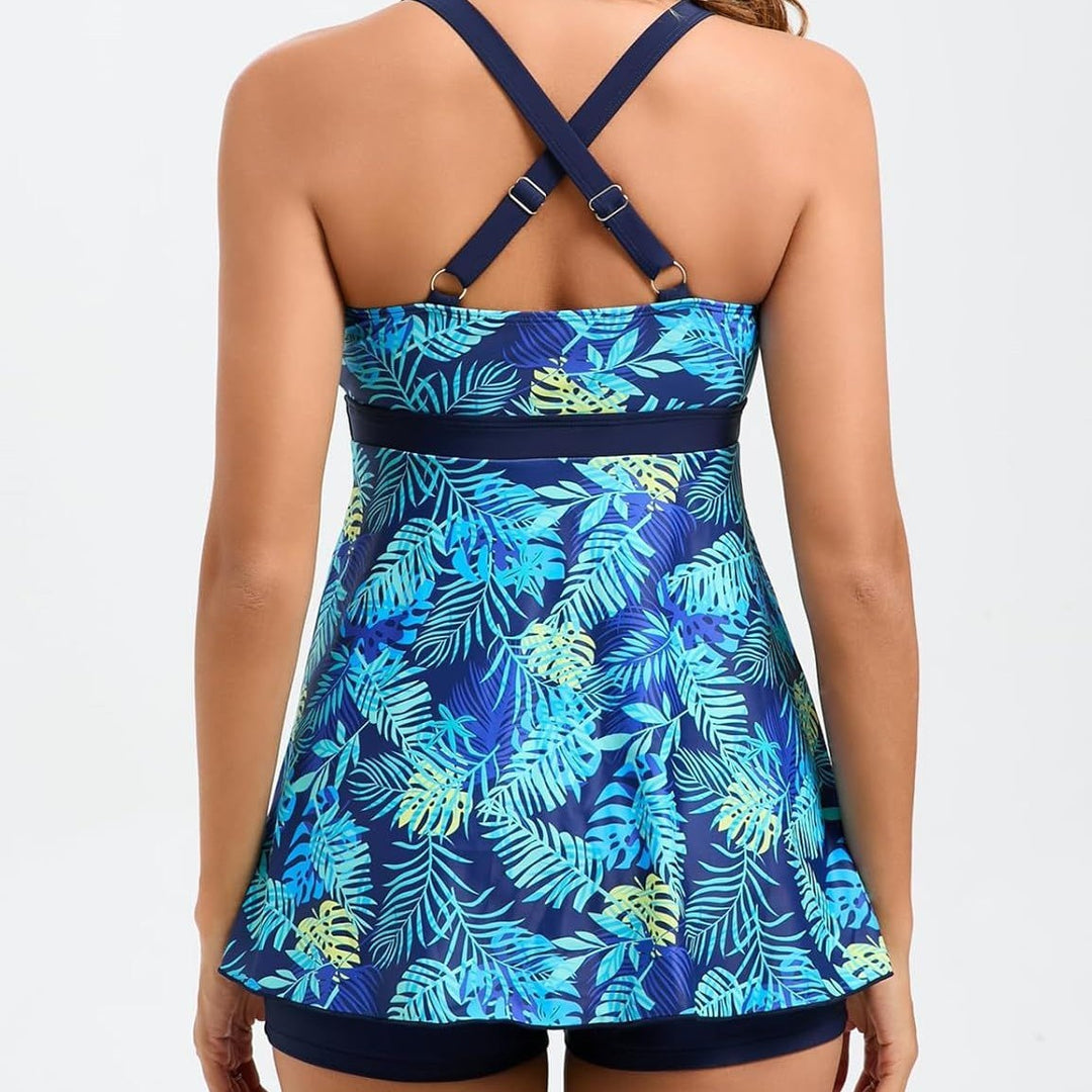 Dame sporttop med fashionable stropper og blomstret design Stilla