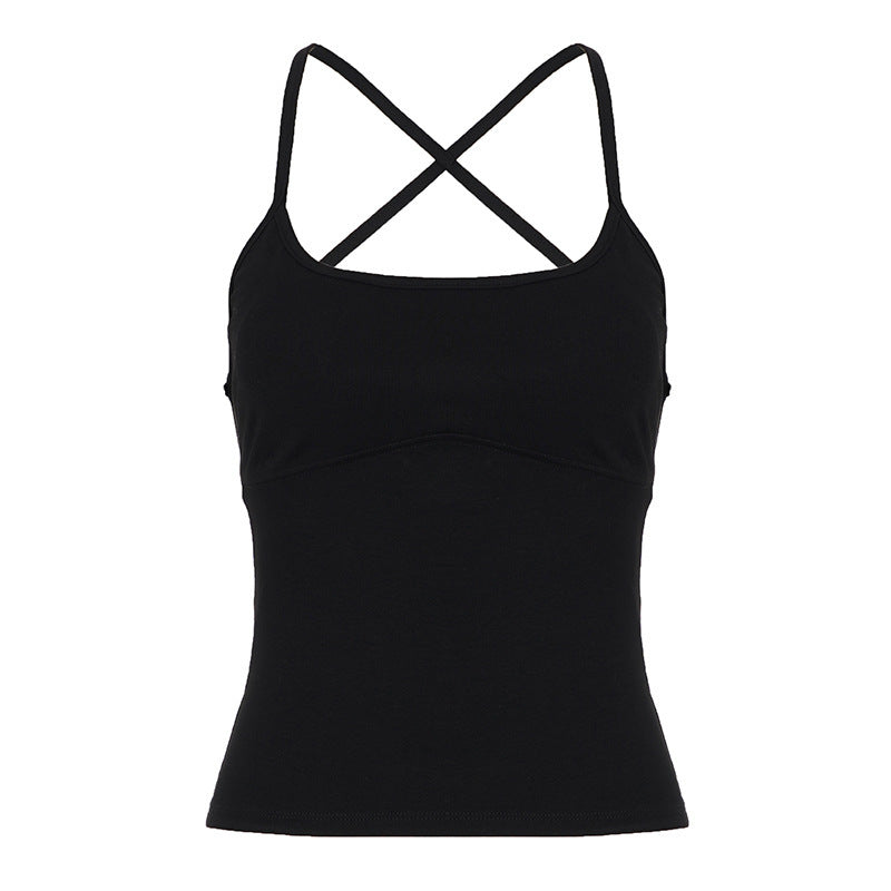 Dame Sporty spaghetti straps top med figursygende detaljer Skovae