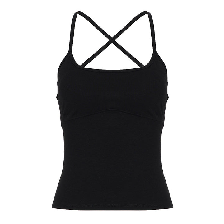 Dame Sporty spaghetti straps top med figursygende detaljer Skovae
