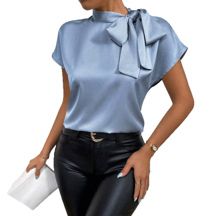 Dame Elegant Satin top med sløjfe Skovae