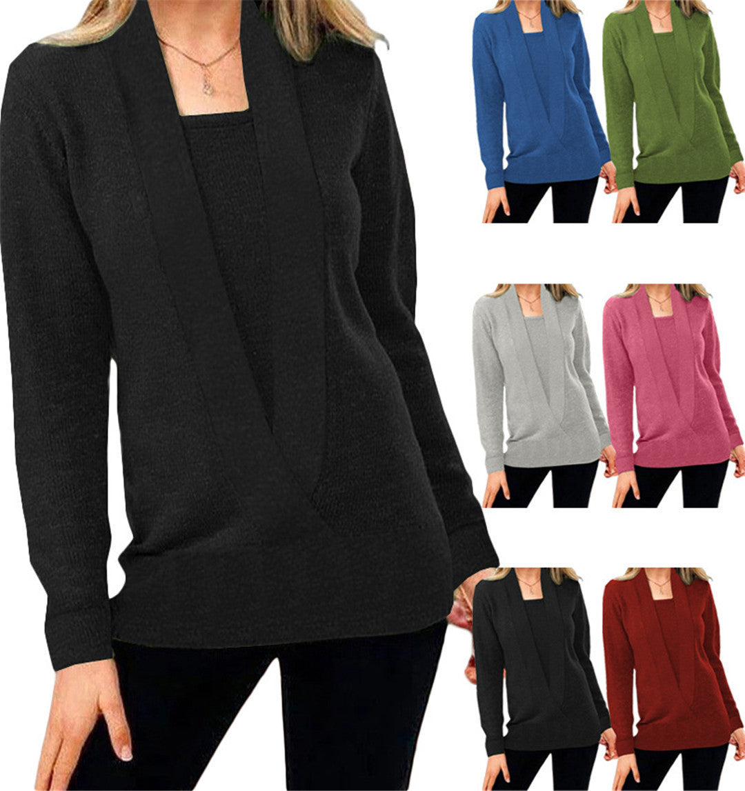 Dame elegant strikpullover med blød V-hals og stilfuld pasform Stilla