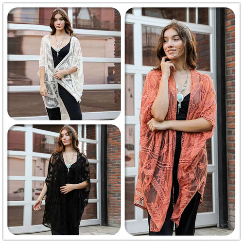 Dame Elegant og luftig Hæklet kimono Stilla