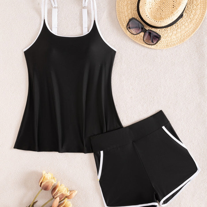 Dame Sporty Tankini-sæt med bløde stropper og trendy shorts Skovae