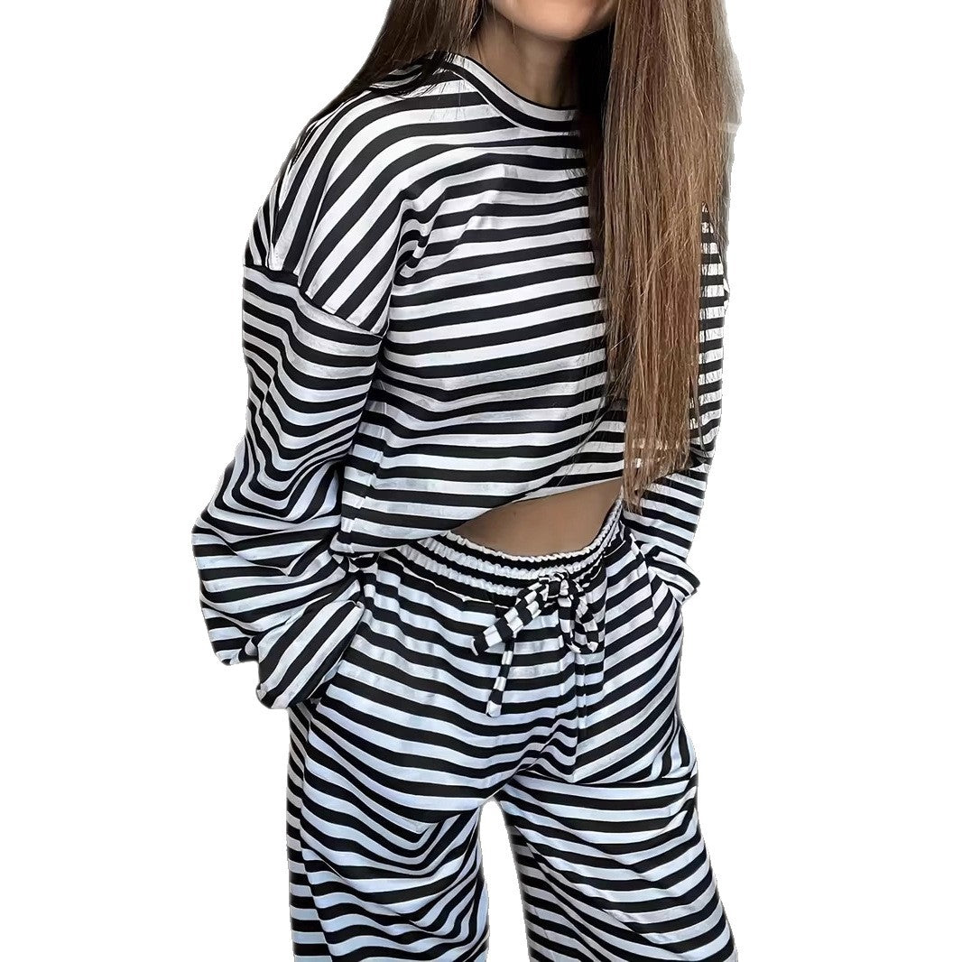 Kvinders stilfulde stribede leisure sæt Stilla