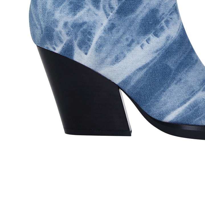 Femme Peep-Toe Lårhøje Slouch Støvler med Kædeaccent Stilla
