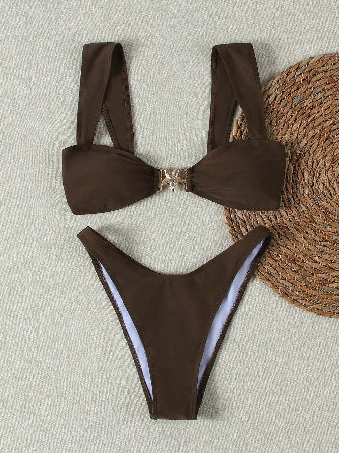 Dame bikini-sæt med elegant knude-detalje og høj kvalitet bindemønster Skovae