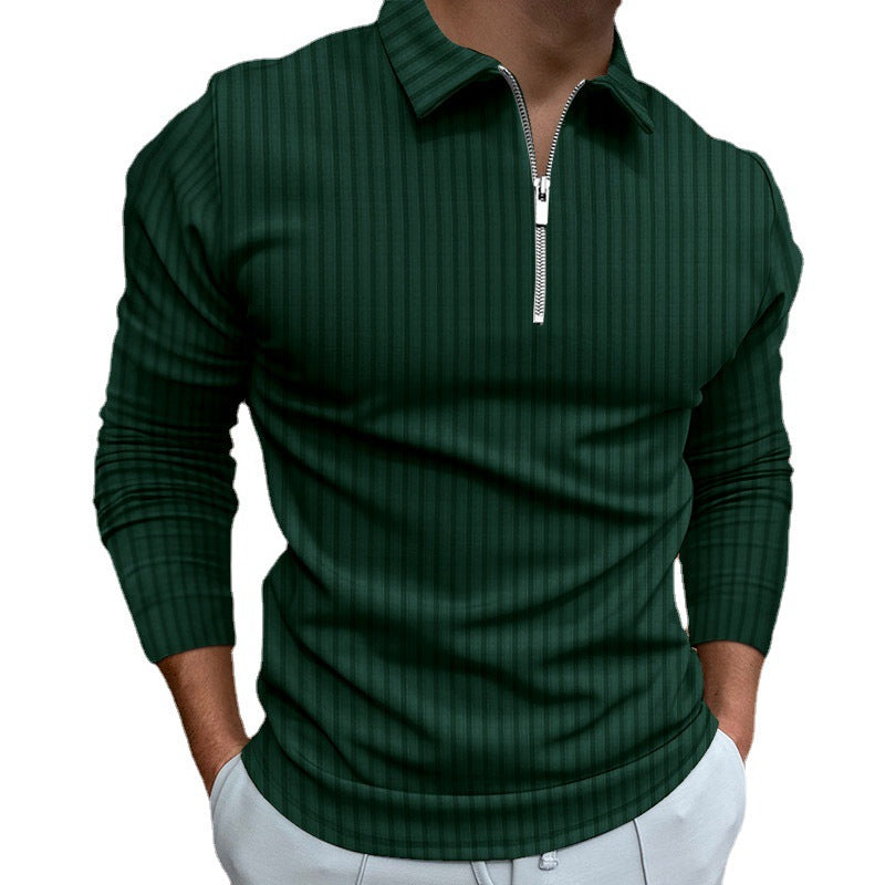 Herrer Langærmet Poloshirt med moderne Lynlås Stilla