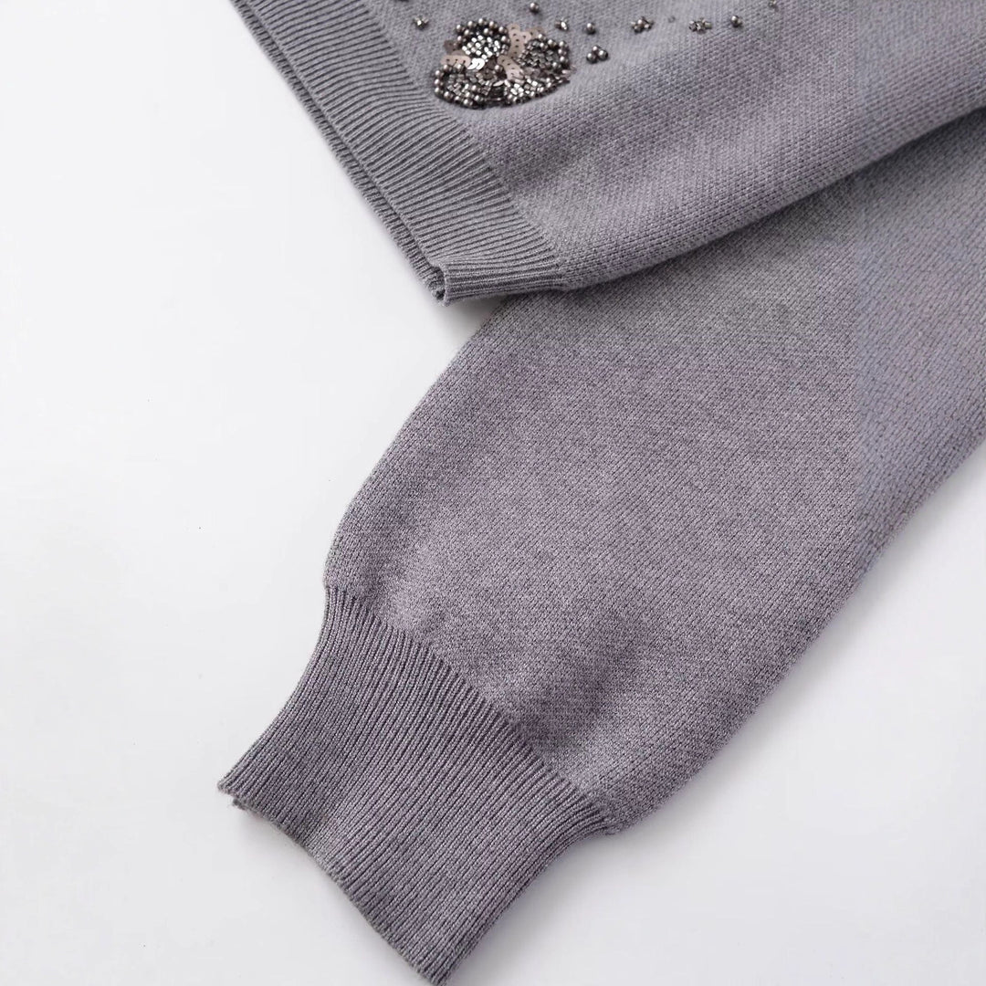 Kvindernes cardigan med glitrende blomsterdetaljer Stilla