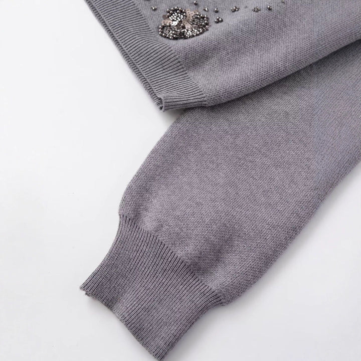 Kvindernes cardigan med glitrende blomsterdetaljer Stilla