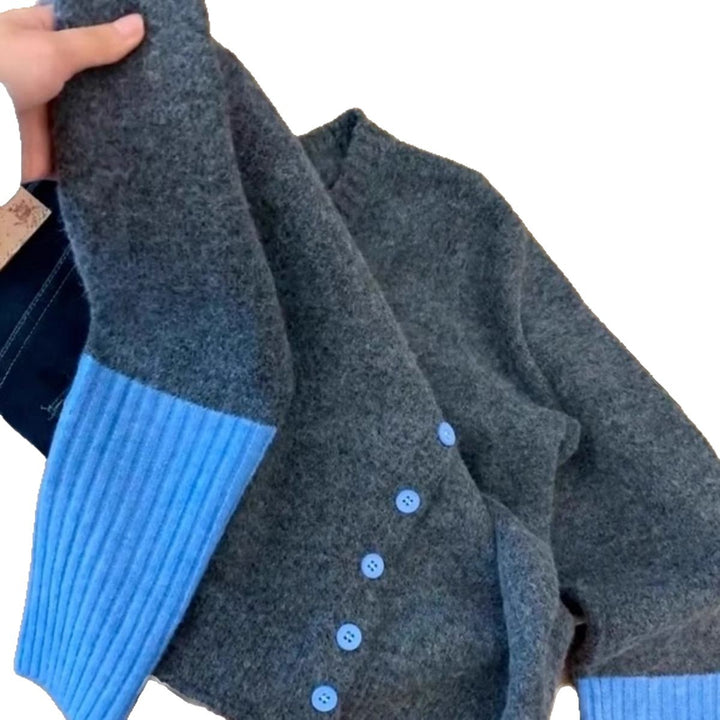 Kvinders hyggelige bløde cardigan med bomuldsblanding og moderne accentfarver Stilla