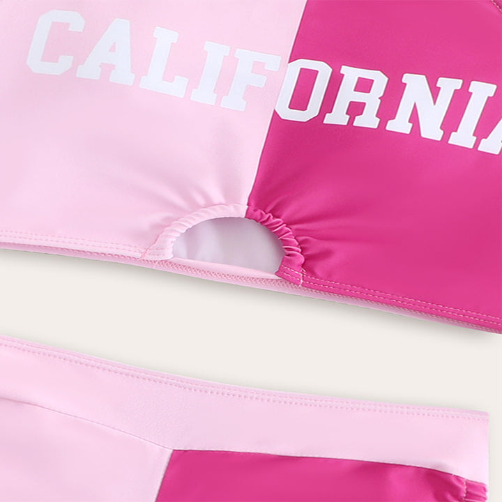 Dame Sporty Bikini-sæt med moderigtigt farveblok-design og top med cut-out Stilla