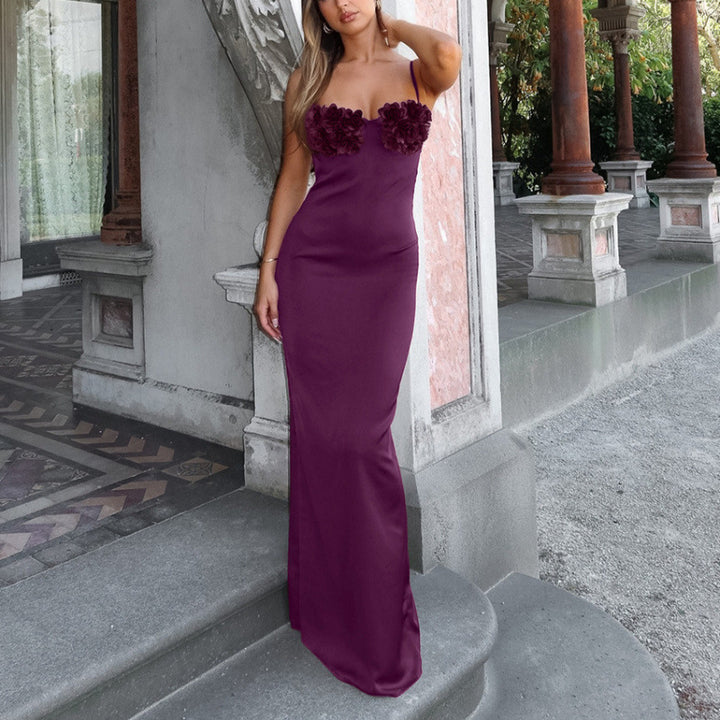 Damen Figurnahes Abendkleid mit floralem Detail und schulterfreien Trägern Skovae