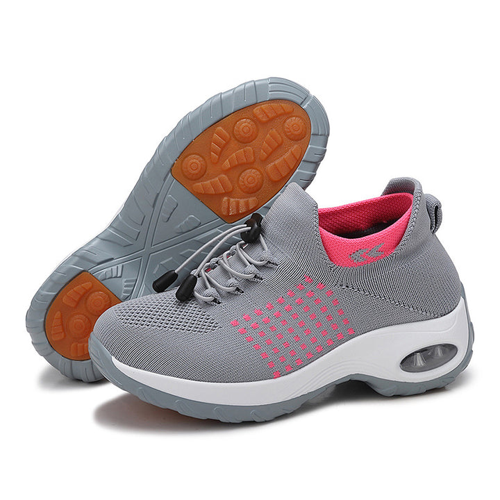 Dame nan åndbar strikkede plateau sneakers med luftstød og elastisk skaft Skovae