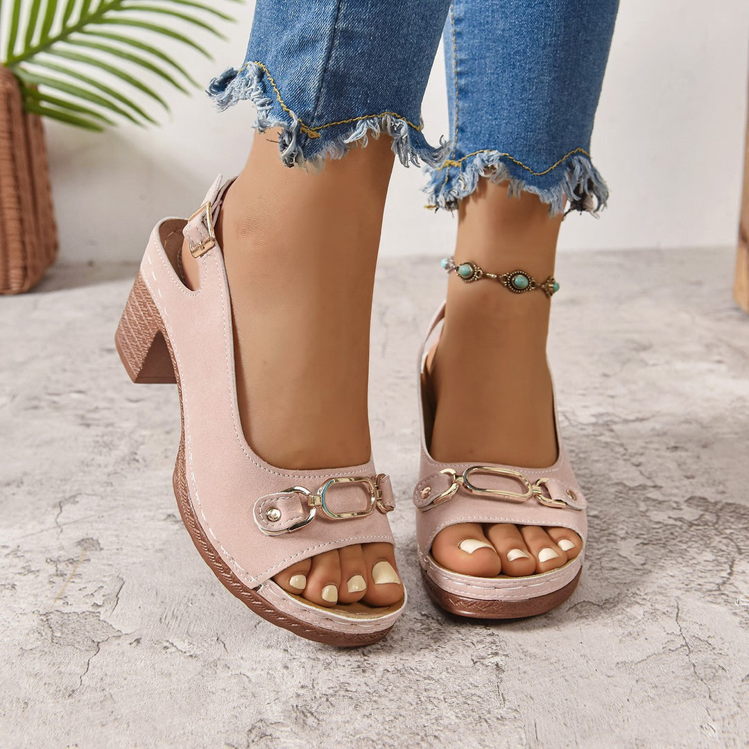 Dame Slingback Sandaler med moderne spænde dekoration og komfortabel blokhæle Stilla