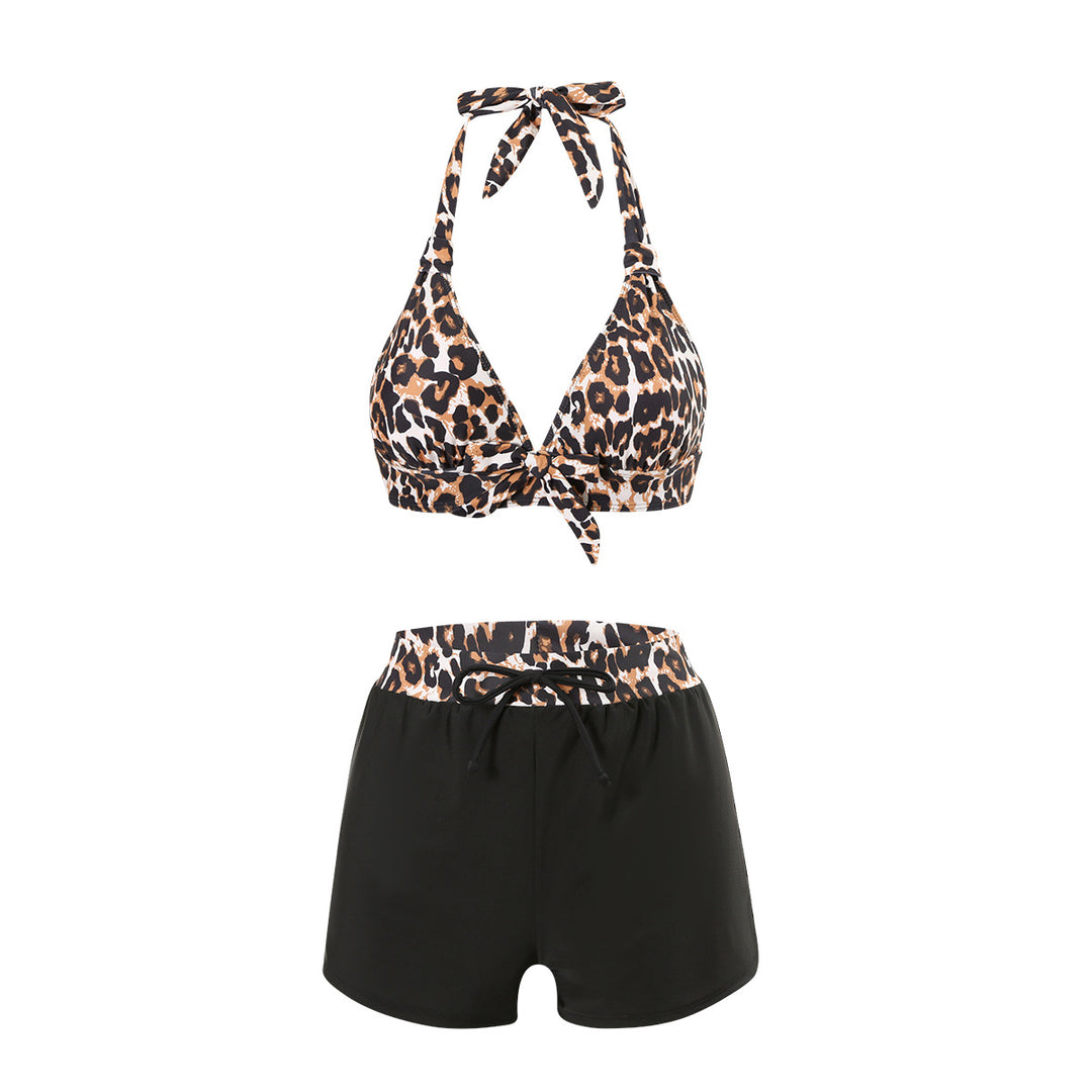 Dame Halterneck Leopardprint Badedragt Sæt Stilla