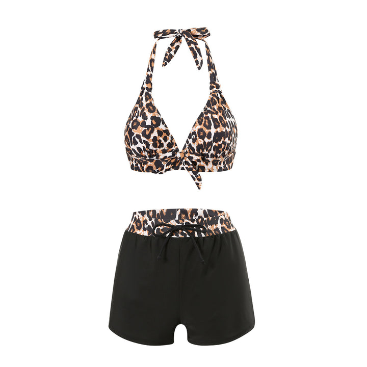 Dame Halterneck Leopardprint Badedragt Sæt Stilla