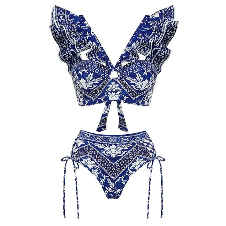 Dame Bikini-sæt med legende flæse-design og dekorativ knude Stilla