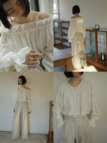 Dame Off-Shoulder Bluse med ruffle detaljer og perfekt pasform Stilla