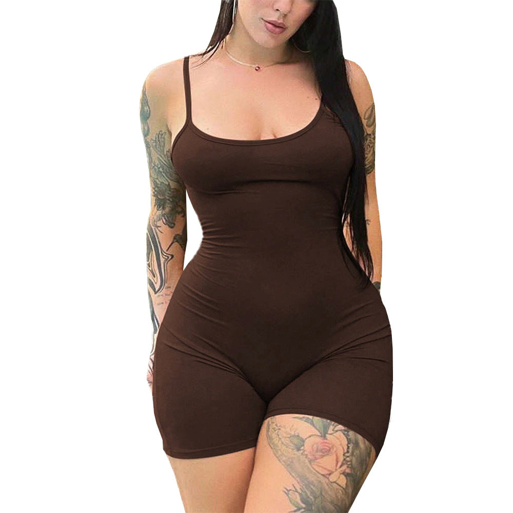 Kvinder Bodycon Jumpsuit med Dybt Uddybning og Spaghetti Stropper Stilla