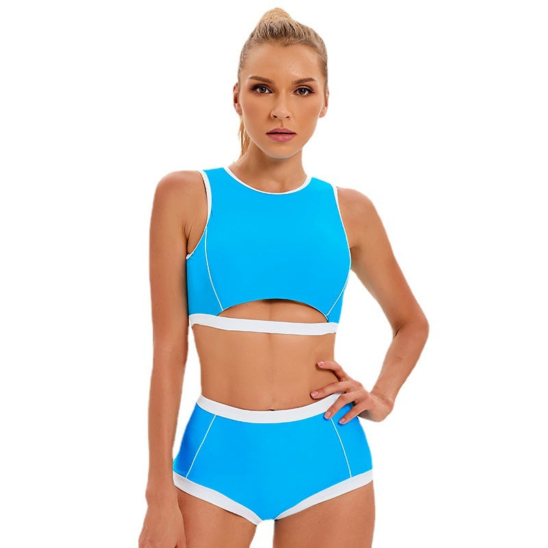 Dame Sporty Crop-Top Bikini-Sæt med høj talje og moderne snit Stilla