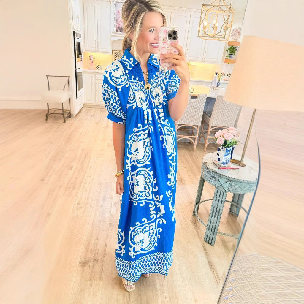 Dame maxikjole i boho-stil med blomsterprint og afslappet pasform Stilla
