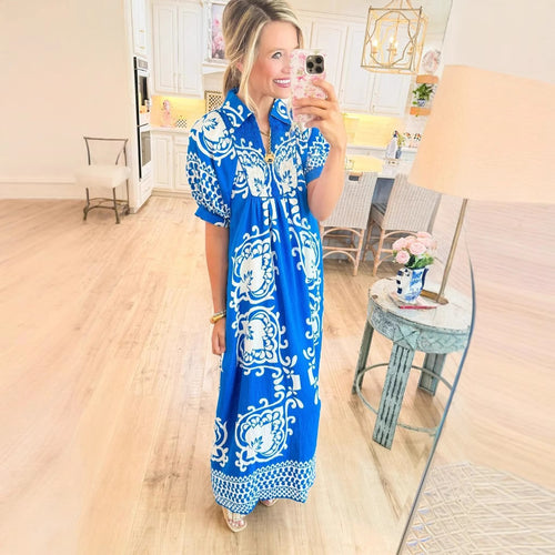 Dame maxikjole i boho-stil med blomsterprint og afslappet pasform Stilla
