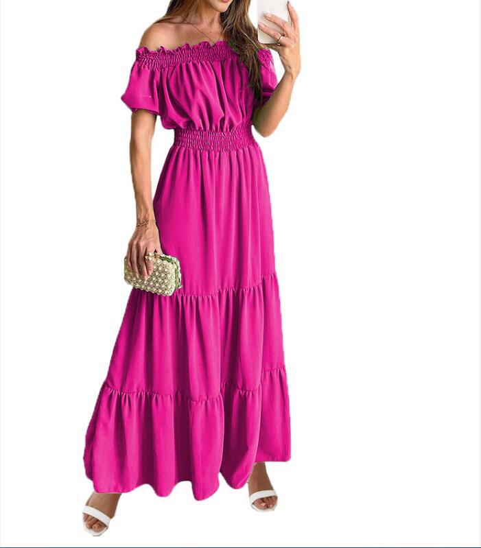 Dame Off-Shoulder Rynk Maxi Kjole Stilla