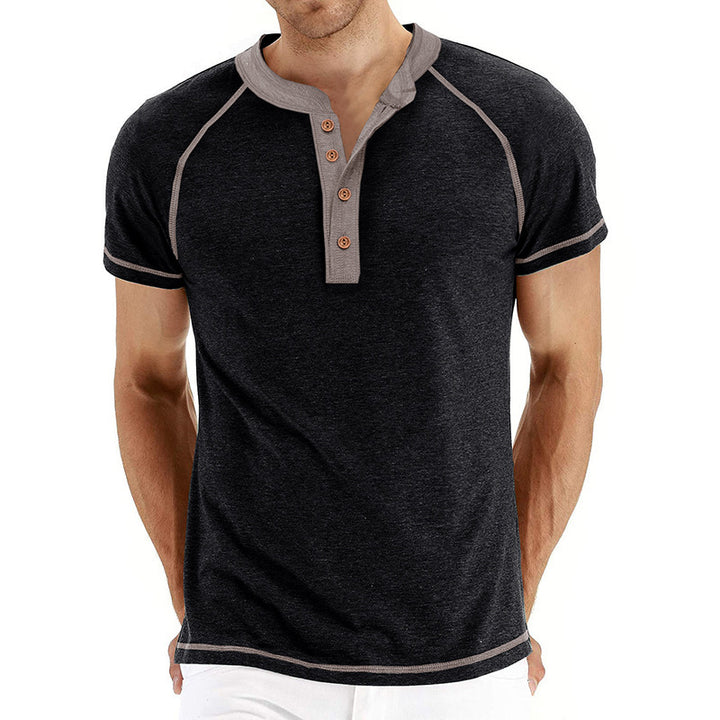 Herrer Kortærmet Henley-T-shirt med kontrastdetaljer og slidstærkt stof Stilla
