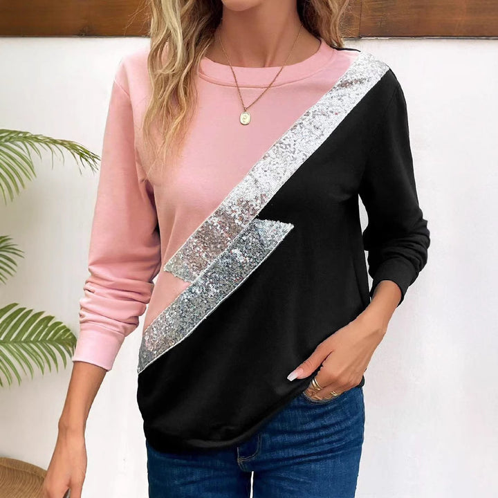 Dame sweatshirt med glitrende diagonalt indlæg Stilla