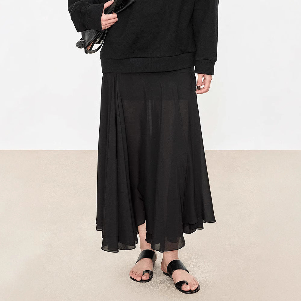 Dame elegant midikjole med flydende snit og asymmetrisk kant Stilla
