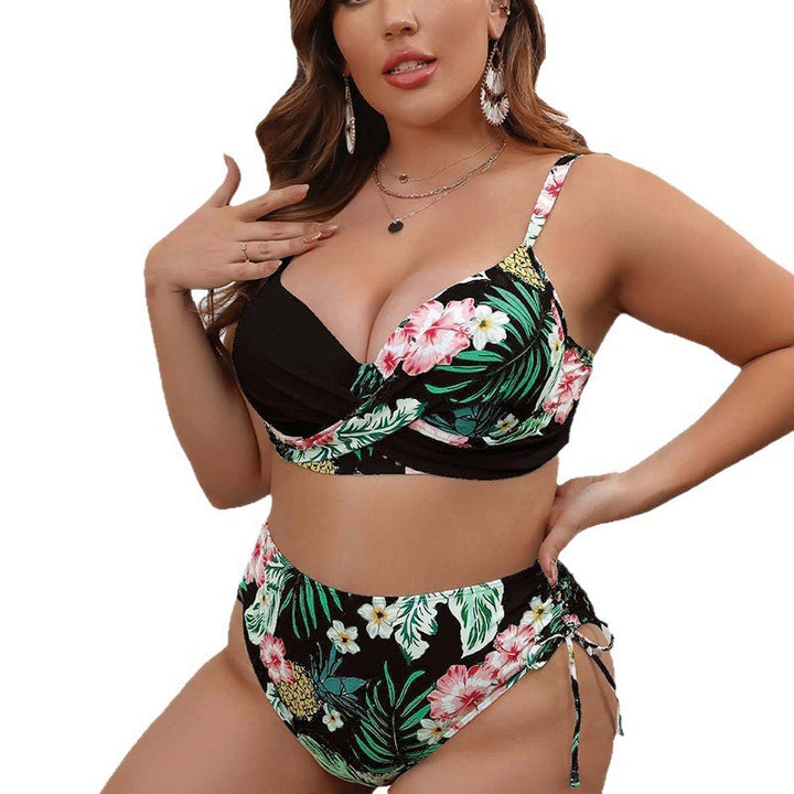 Dame Højtaljeret Bikini-Sæt med blomstret Wrap-Top Skovae