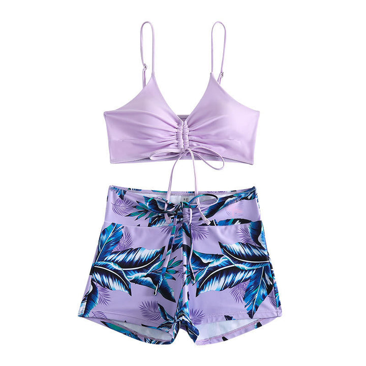 Dame bikini-sæt med afslappet crop-top og forkortede shorts Skovae