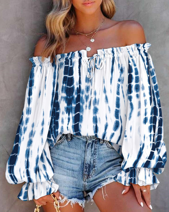 Dame Off-Shoulder Bohemian Tryk Bluse Stilla