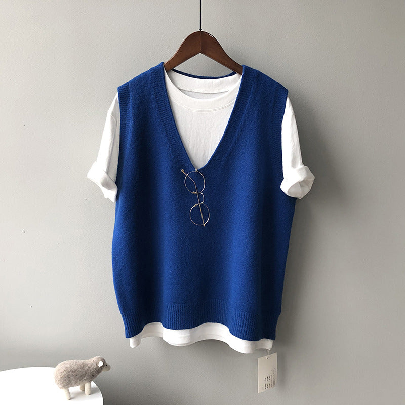 Dame ærmeløs V-Pullover i blødeste cashmere-blanding med elegant snit Stilla