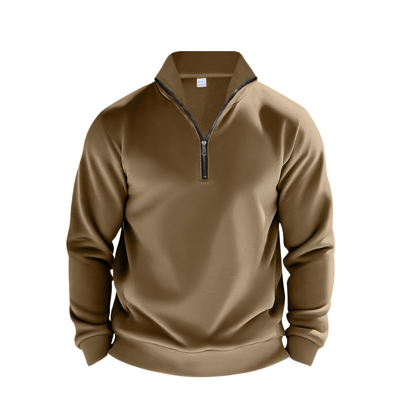Herrer fleece-pullover med halvmolten lynlås og elastiske manchetter Stilla