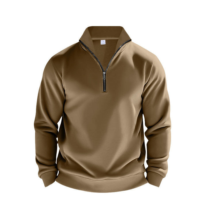 Herrer fleece-pullover med halvmolten lynlås og elastiske manchetter Stilla