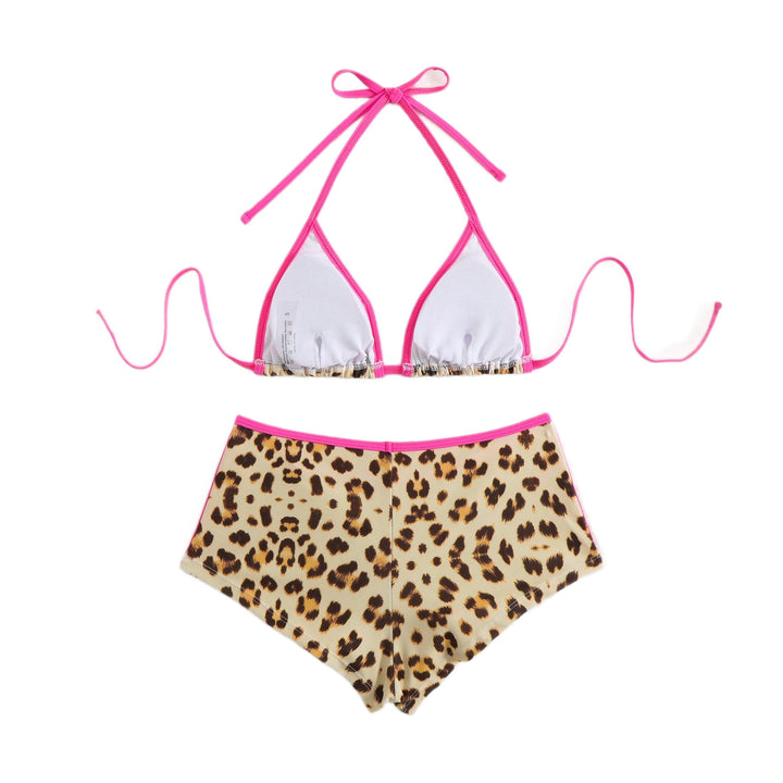 Dame triangel-bikini med iøjnefaldende dyreprint og sporty snit Skovae