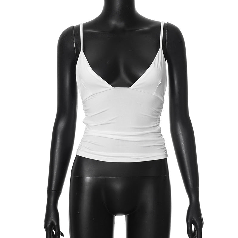 Femme Rynke Spaghetti-strop Cami Top Stilla